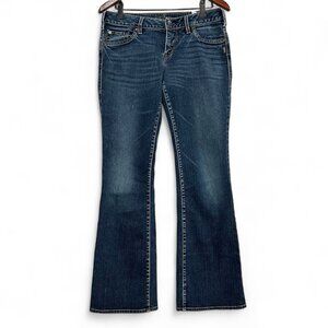Silver Jeans Women Size 29x31 Blue Aiko Bootcut Faded Low Rise Denim Medium Wash